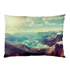 Landscape Mountains Lake River Pillow Case by HermanTelo