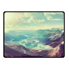 Landscape Mountains Lake River Fleece Blanket (small) by HermanTelo