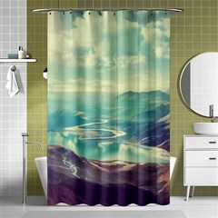 Landscape Mountains Lake River Shower Curtain 48  X 72  (small) 