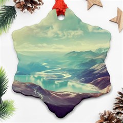 Landscape Mountains Lake River Ornament (snowflake)