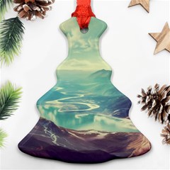 Landscape Mountains Lake River Christmas Tree Ornament (two Sides)