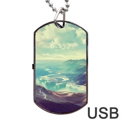 Landscape Mountains Lake River Dog Tag Usb Flash (two Sides)