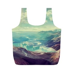 Landscape Mountains Lake River Full Print Recycle Bag (m)