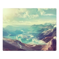 Landscape Mountains Lake River Double Sided Flano Blanket (large)  by HermanTelo