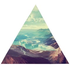 Landscape Mountains Lake River Wooden Puzzle Triangle by HermanTelo