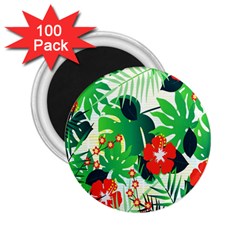 Tropical Leaf Flower Digital 2 25  Magnets (100 Pack)  by Mariart