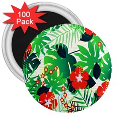 Tropical Leaf Flower Digital 3  Magnets (100 Pack) by Mariart