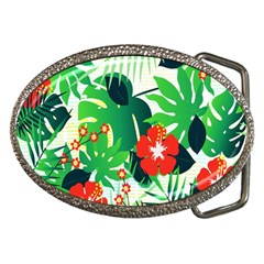 Tropical Leaf Flower Digital Belt Buckles