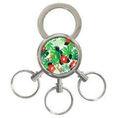 Tropical Leaf Flower Digital 3-ring Key Chain by Mariart