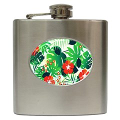 Tropical Leaf Flower Digital Hip Flask (6 Oz) by Mariart