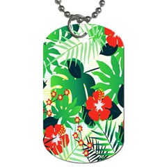 Tropical Leaf Flower Digital Dog Tag (Two Sides)