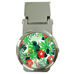 Tropical Leaf Flower Digital Money Clip Watches