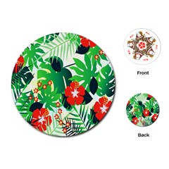 Tropical Leaf Flower Digital Playing Cards Single Design (round) by Mariart