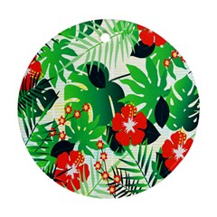 Tropical Leaf Flower Digital Round Ornament (two Sides) by Mariart