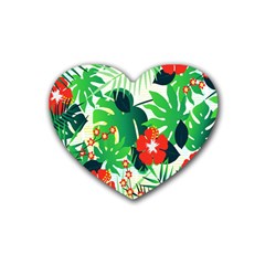 Tropical Leaf Flower Digital Heart Coaster (4 Pack)  by Mariart