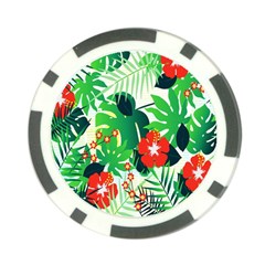 Tropical Leaf Flower Digital Poker Chip Card Guard