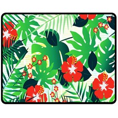 Tropical Leaf Flower Digital Fleece Blanket (medium)  by Mariart