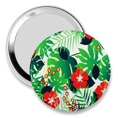 Tropical Leaf Flower Digital 3  Handbag Mirrors