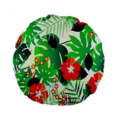 Tropical Leaf Flower Digital Standard 15  Premium Round Cushions