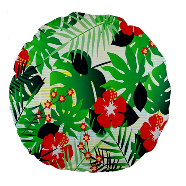 Tropical Leaf Flower Digital Large 18  Premium Round Cushions