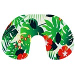 Tropical Leaf Flower Digital Travel Neck Pillow Front