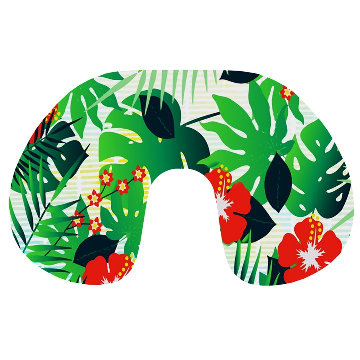 Tropical Leaf Flower Digital Travel Neck Pillow