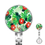 Tropical Leaf Flower Digital Stainless Steel Nurses Watch Front