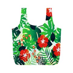 Tropical Leaf Flower Digital Full Print Recycle Bag (m) by Mariart