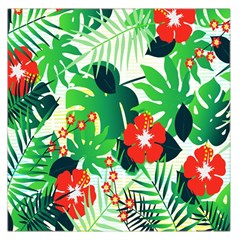 Tropical Leaf Flower Digital Large Satin Scarf (Square)