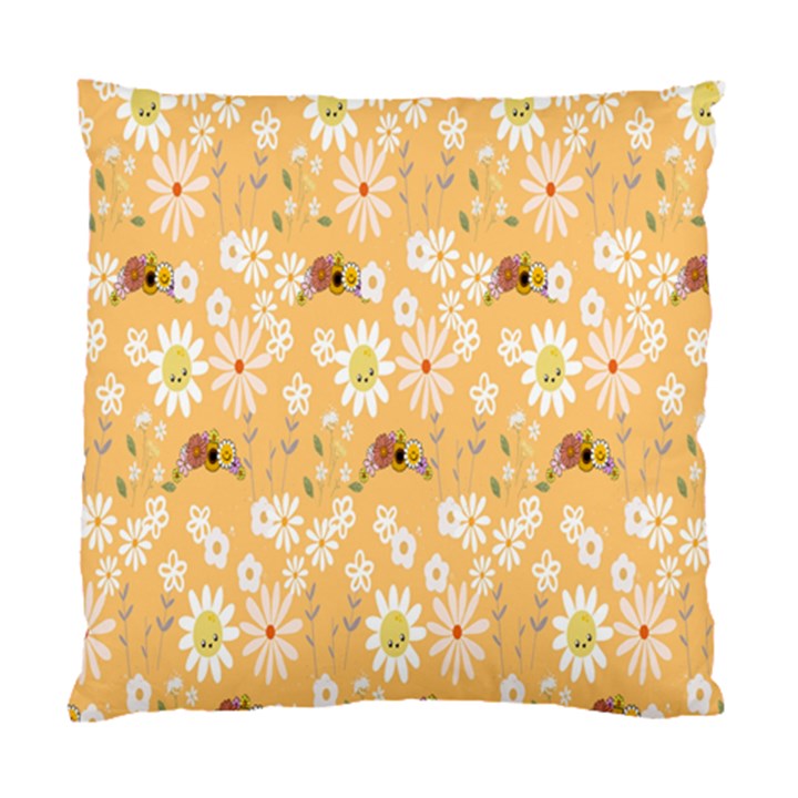 Cream Floral Standard Cushion Case (One Side)