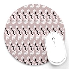 Pink Floral Round Mousepads by Sparkle