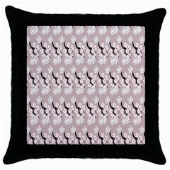 Pink Floral Throw Pillow Case (black) by Sparkle