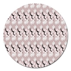 Pink Floral Magnet 5  (round) by Sparkle