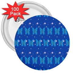 Glitter Butterfly 3  Buttons (100 Pack)  by Sparkle