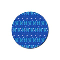 Glitter Butterfly Rubber Coaster (round)  by Sparkle