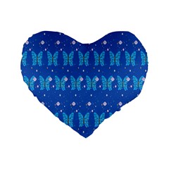 Glitter Butterfly Standard 16  Premium Heart Shape Cushions by Sparkle