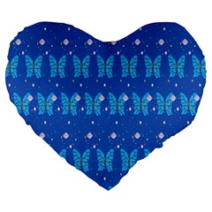 Glitter Butterfly Large 19  Premium Heart Shape Cushions by Sparkle