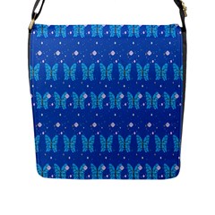 Glitter Butterfly Flap Closure Messenger Bag (l) by Sparkle