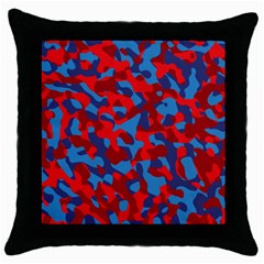 Red And Blue Camouflage Pattern Throw Pillow Case (black) by SpinnyChairDesigns