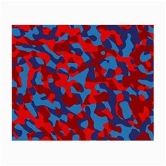 Red And Blue Camouflage Pattern Small Glasses Cloth by SpinnyChairDesigns