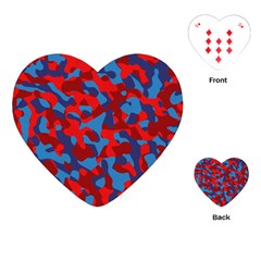 Red And Blue Camouflage Pattern Playing Cards Single Design (heart) by SpinnyChairDesigns