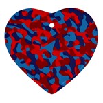 Red and Blue Camouflage Pattern Heart Ornament (Two Sides) Front