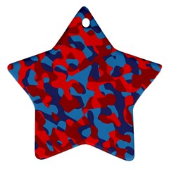 Red And Blue Camouflage Pattern Star Ornament (two Sides) by SpinnyChairDesigns