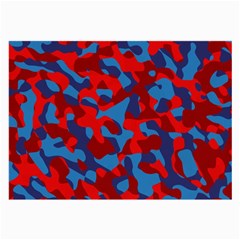 Red And Blue Camouflage Pattern Large Glasses Cloth by SpinnyChairDesigns