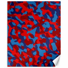 Red And Blue Camouflage Pattern Canvas 11  X 14  by SpinnyChairDesigns