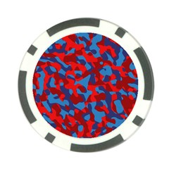 Red And Blue Camouflage Pattern Poker Chip Card Guard (10 Pack) by SpinnyChairDesigns