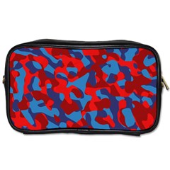 Red And Blue Camouflage Pattern Toiletries Bag (one Side) by SpinnyChairDesigns