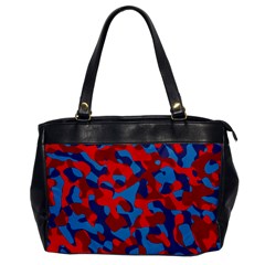 Red And Blue Camouflage Pattern Oversize Office Handbag by SpinnyChairDesigns