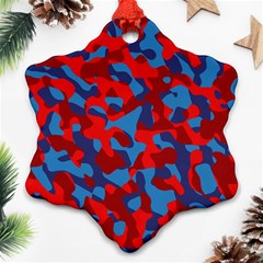 Red And Blue Camouflage Pattern Ornament (snowflake)