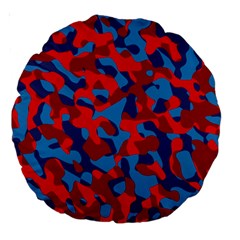 Red And Blue Camouflage Pattern Large 18  Premium Round Cushions